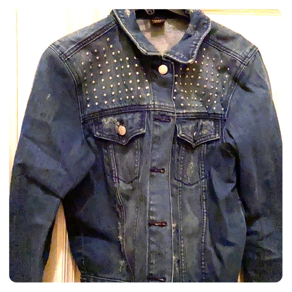 Denim jacket with rhinestones